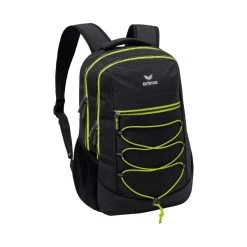 Erima Rucksack Squad - Multifunktionsrucksack Mit Doppel-Reißverschluss - Schwarz/lime 30x18x45cm