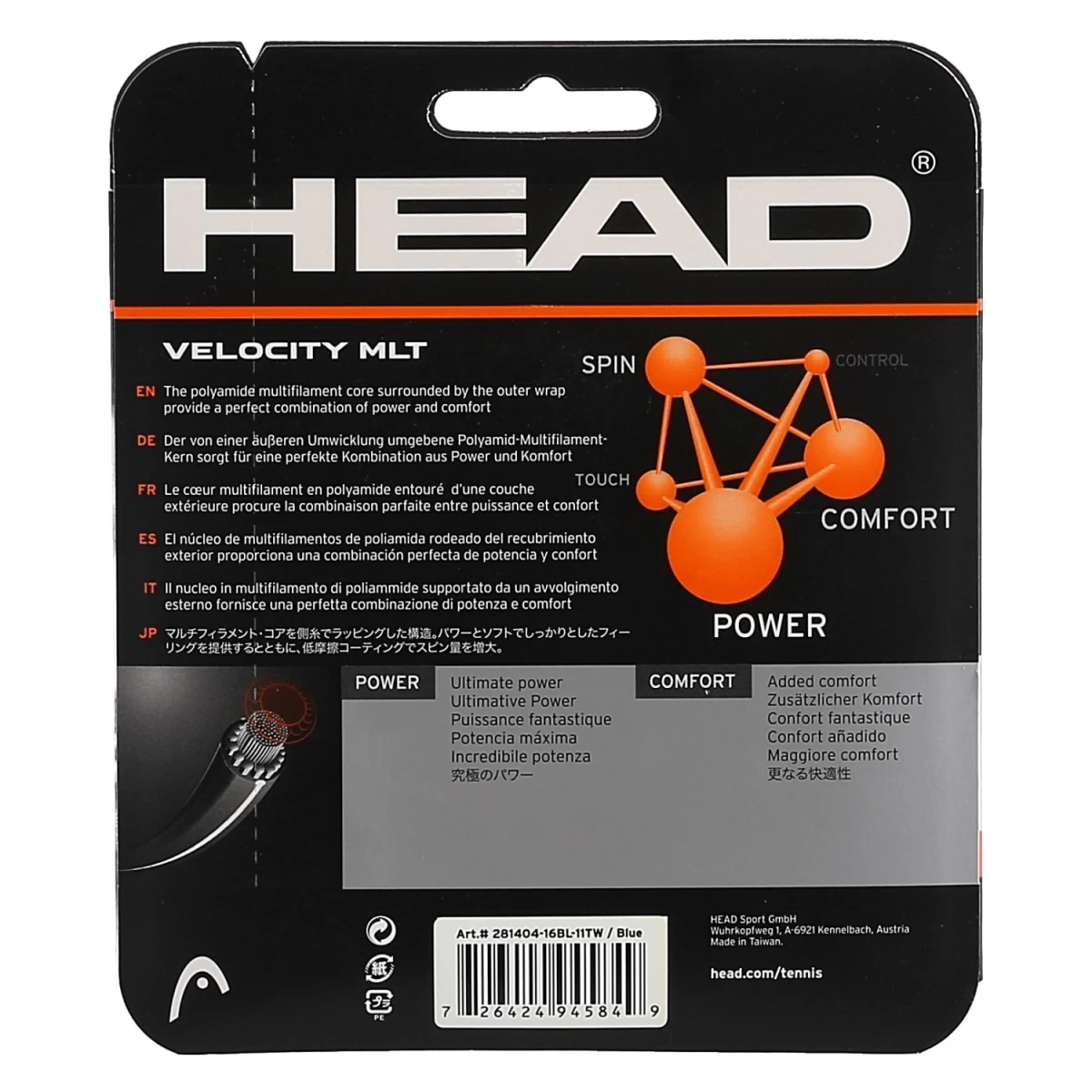 Head Tennissaite Velocity MLT (Armschonung+Touch) Blau 12m Set 4 Head Tennissaite Velocity MLT (Armschonung+Touch) Blau 12m Set – Bild 2