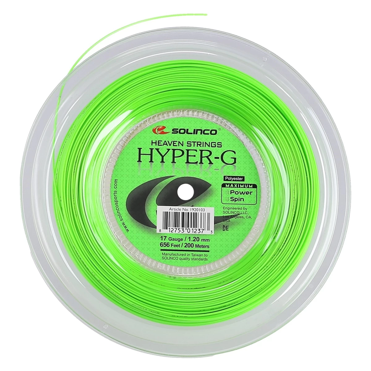 Solinco Tennissaite Hyper G (Haltbarkeit+Power) Grün 200m Rolle 4 Solinco Tennissaite Hyper G (Haltbarkeit+Power) Grün 200m Rolle – Bild 2