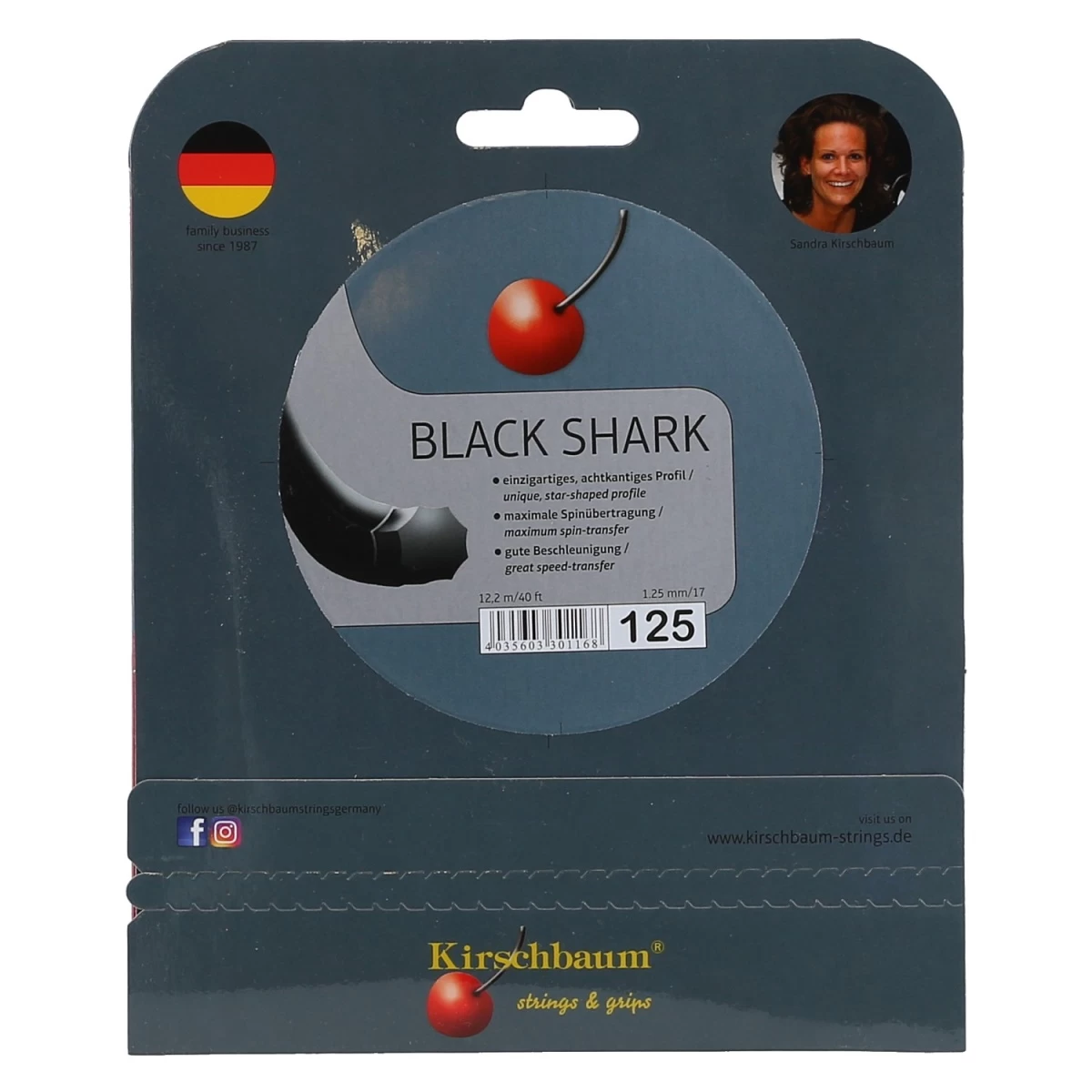 Kirschbaum Tennissaite Black Shark (Haltbarkeit+Spin) Schwarz 12m Set 4 Kirschbaum Tennissaite Black Shark (Haltbarkeit+Spin) Schwarz 12m Set – Bild 2