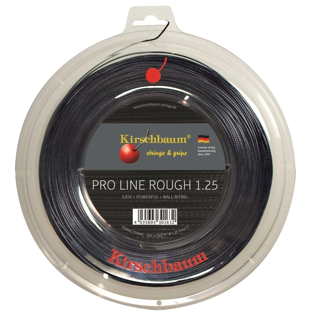 Kirschbaum Tennissaite Pro Line Rough (Haltbarkeit+Spin) Schwarz 200m Rolle 3 Kirschbaum Tennissaite Pro Line Rough (Haltbarkeit+Spin) Schwarz 200m Rolle