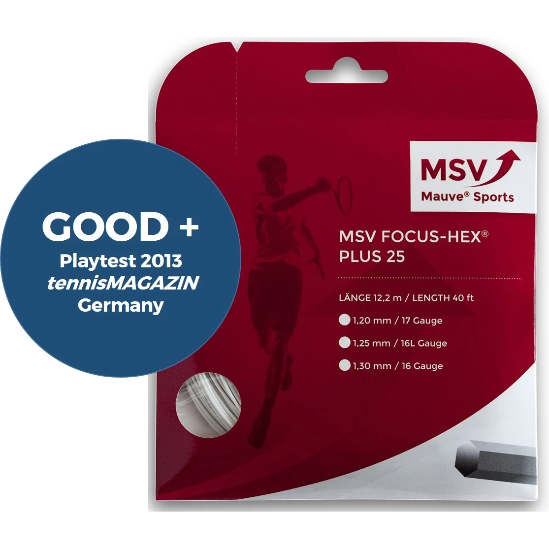 MSV Tennissaite Focus Hex Plus 25 Weiss 12m Set 5 MSV Tennissaite Focus Hex Plus 25 Weiss 12m Set – Bild 3