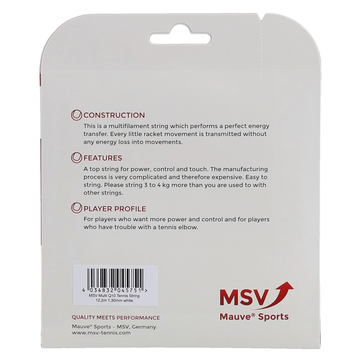 MSV Tennissaite Multi Q10 1.30mm (Armschonung+Touch) Weiss 12m Set 4 MSV Tennissaite Multi Q10 1.30mm (Armschonung+Touch) Weiss 12m Set – Bild 2