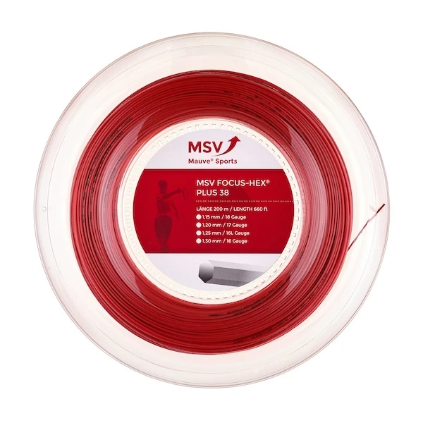 MSV Tennissaite Focus Hex Plus 38 (Haltbarkeit+Spin) Rot 200m Rolle 3 MSV Tennissaite Focus Hex Plus 38 (Haltbarkeit+Spin) Rot 200m Rolle
