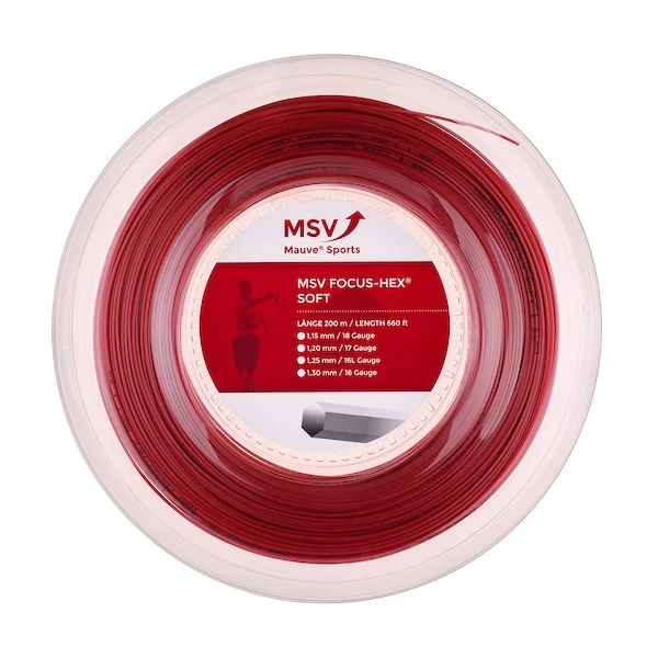 MSV Tennissaite Focus Hex Soft 1.25 (Haltbarkeit+Touch) Rot 200m Rolle 3 MSV Tennissaite Focus Hex Soft 1.25 (Haltbarkeit+Touch) Rot 200m Rolle