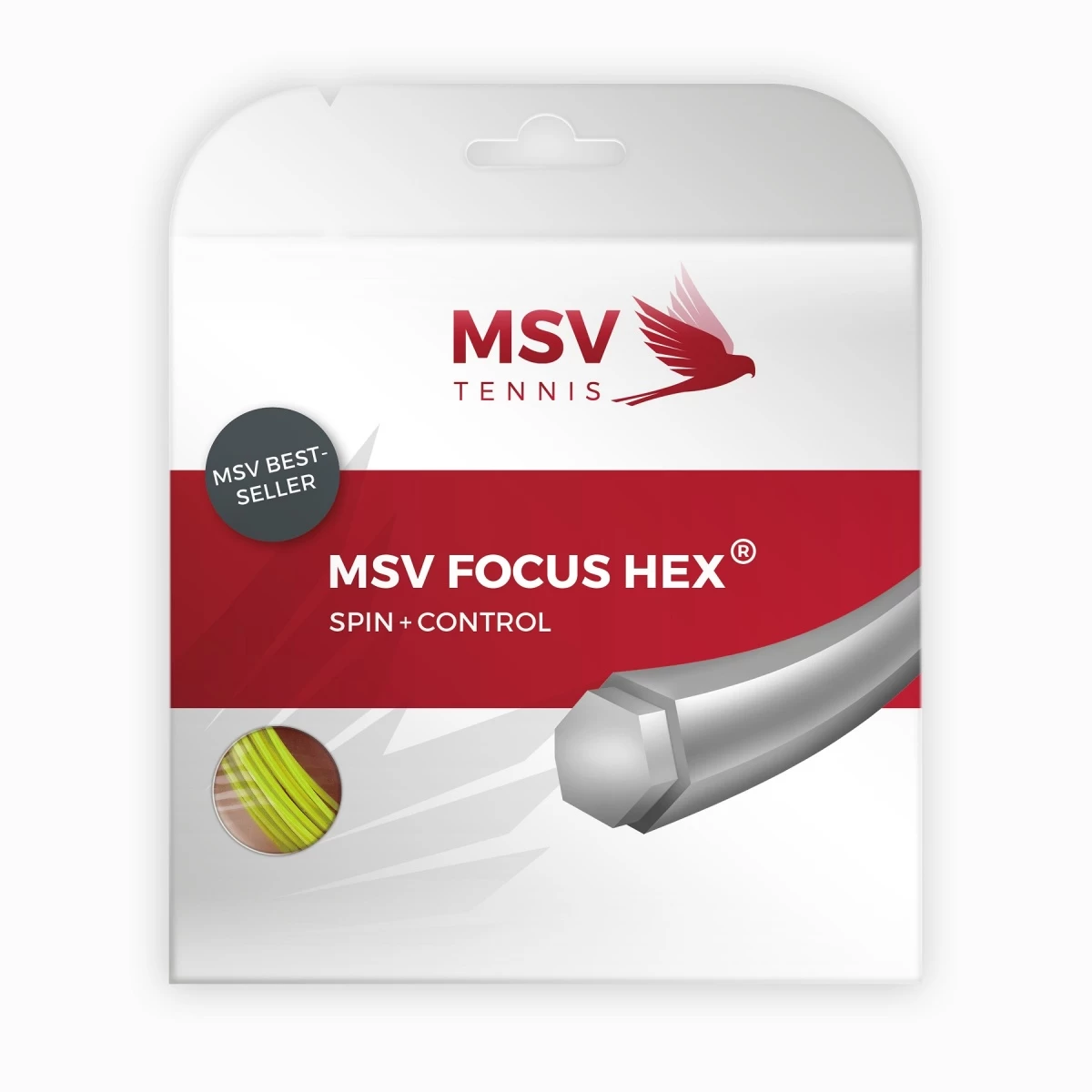 MSV Tennissaite Focus Hex (Haltbarkeit+Spin) Neongelb 12m Set 3 MSV Tennissaite Focus Hex (Haltbarkeit+Spin) Neongelb 12m Set