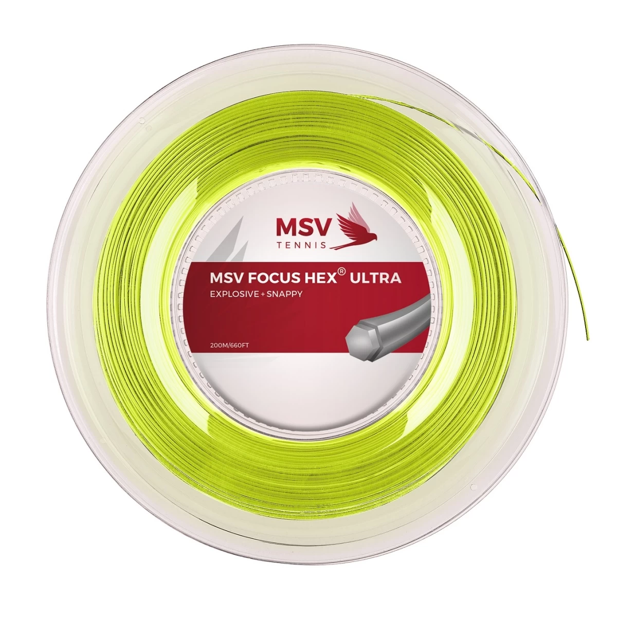 MSV Tennissaite Focus Hex Ultra (Spin+Spannungskonstanz) Neongelb 200m Rolle 3 MSV Tennissaite Focus Hex Ultra (Spin+Spannungskonstanz) Neongelb 200m Rolle