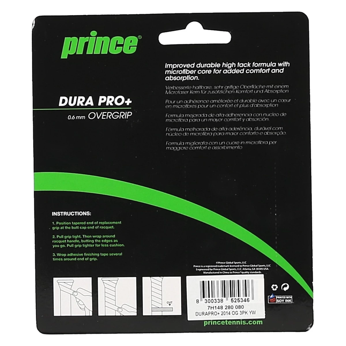 Prince Overgrip Dura Pro+ 0.6mm Gelb 3er 4 Prince Overgrip Dura Pro+ 0.6mm Gelb 3er – Bild 2