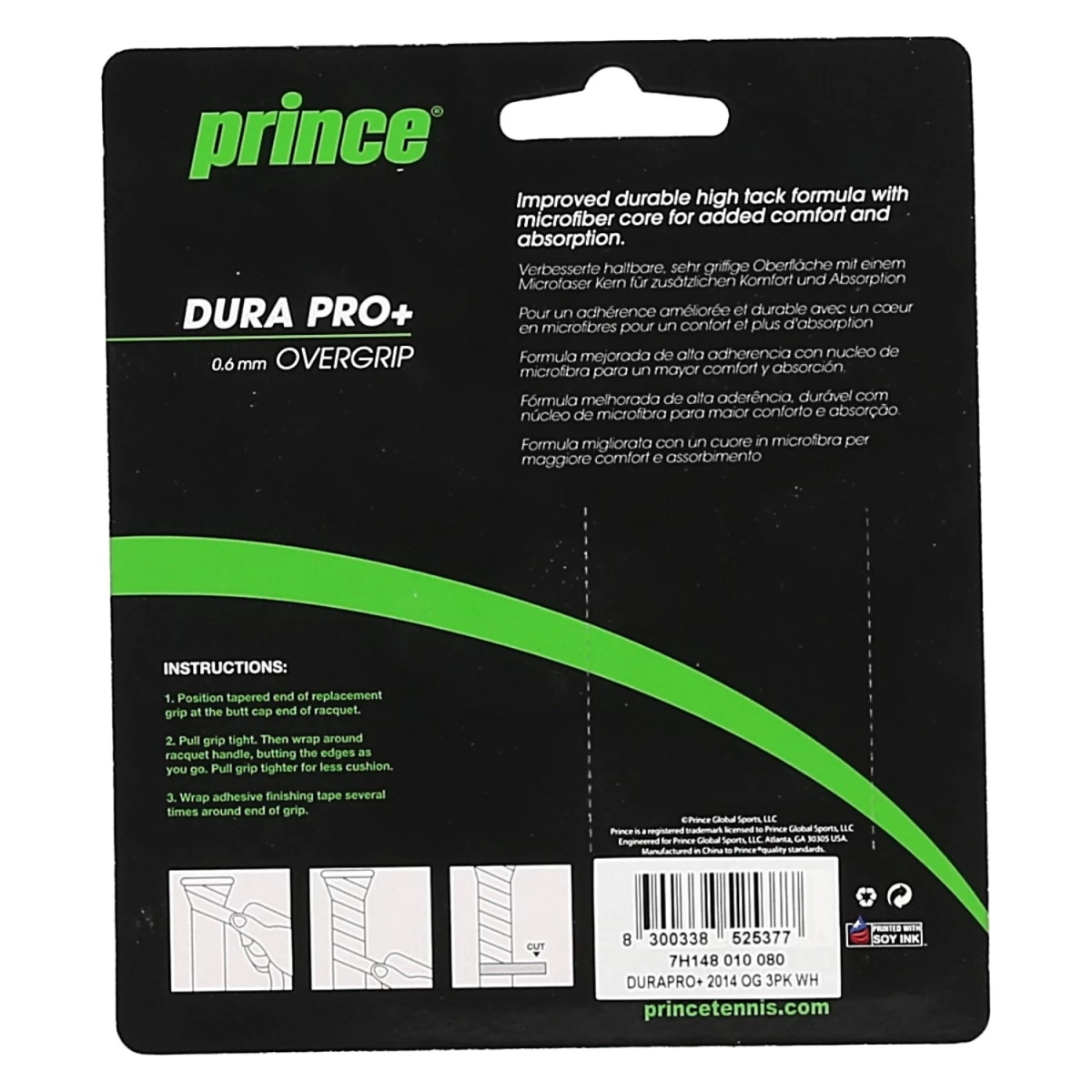 Prince Overgrip Dura Pro+ 0.6mm Weiss 3er 4 Prince Overgrip Dura Pro+ 0.6mm Weiss 3er – Bild 2