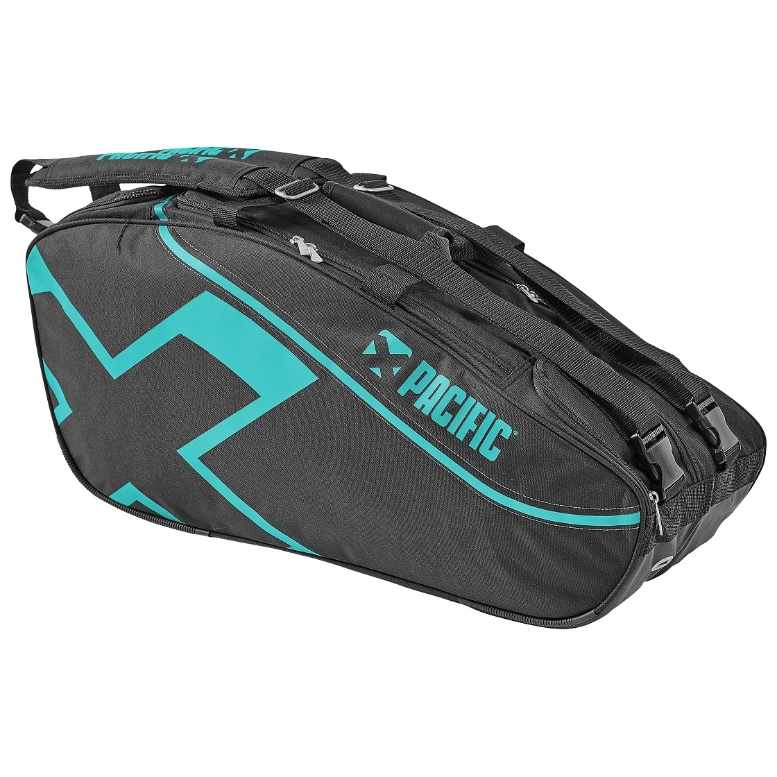 Pacific Tennis-Racketbag X Tour XL (Schlägertasche, 2 Hauptfächer, 1 Thermofach) Schwarz/petrol 6er 3 Pacific Tennis-Racketbag X Tour XL (Schlägertasche, 2 Hauptfächer, 1 Thermofach) Schwarz/petrol 6er