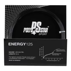 Polystar Tennissaite Energy (Haltbarkeit+Power) Schwarz 12m Set