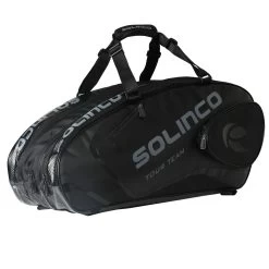 Solinco Racketbag Tour Team Blackout (Schlägertasche, 3 Hauptfächer, Thermofach, Schuhfach) Schwarz 15er