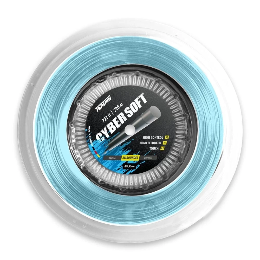 Topspin Tennissaite Cyber Soft (Haltbarkeit+Kontrolle) Hellblau 220m Rolle 3 Topspin Tennissaite Cyber Soft (Haltbarkeit+Kontrolle) Hellblau 220m Rolle