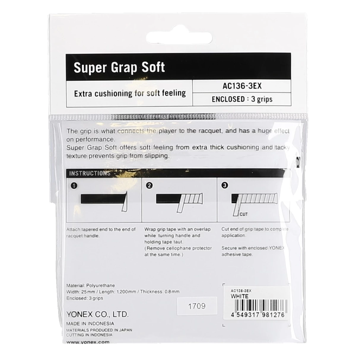 Yonex Overgrip Super Grap Soft 0.8mm Weiss 3er 4 Yonex Overgrip Super Grap Soft 0.8mm Weiss 3er – Bild 2