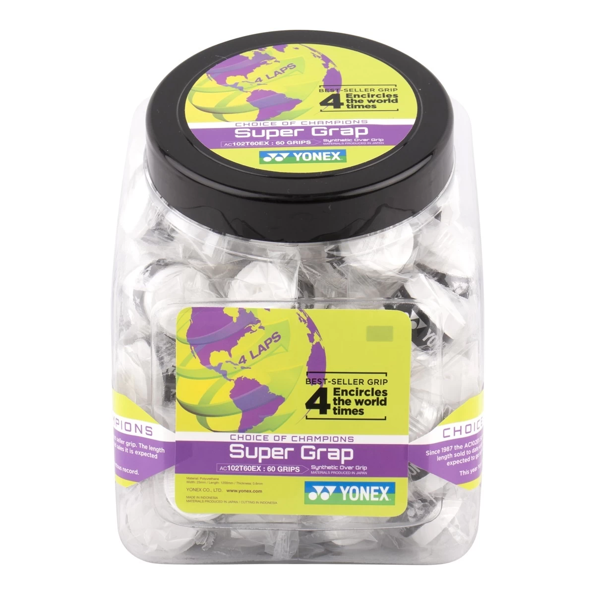Yonex Overgrip Super Grap 0.6mm (Komfort/glatt/leicht Haftend) Weiss 60er Box 3 Yonex Overgrip Super Grap 0.6mm (Komfort/glatt/leicht Haftend) Weiss 60er Box